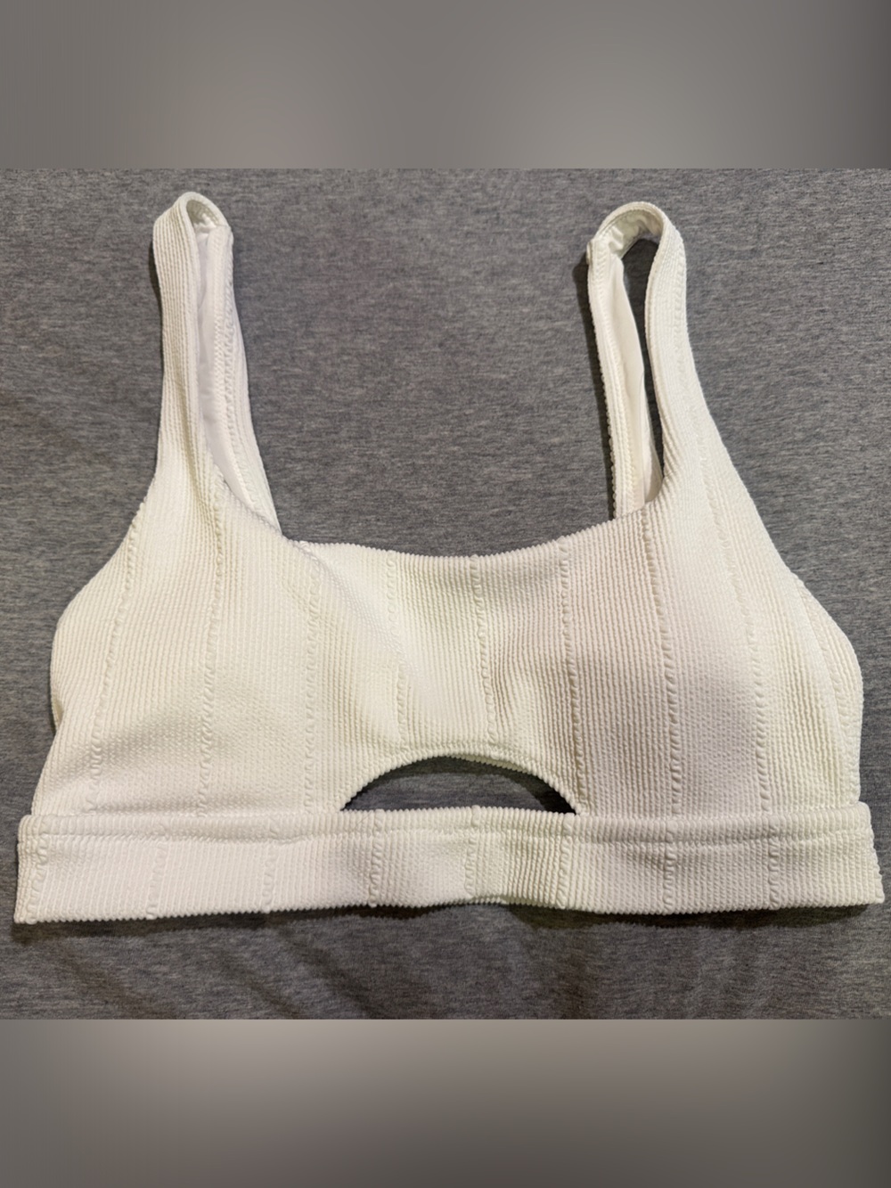 aerie White Ribbed Cutout Bralette